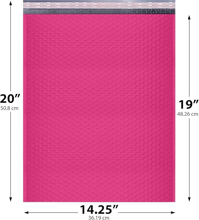 Hot Pink Poly Bubble Mailers 14.50x20 Inch #7 | Self Seal Large Padded Envelopes | Air Cushioned Bubble Mailer | Usable Size 14.25x19 Inch | Waterproof Lightweight Mailing Shipping Bags | 100 Pack