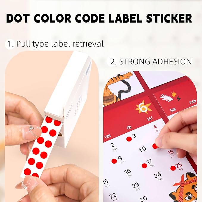 PARLAIM 1/4 Inch Circle Sticker Labels,1000 Stickers Round Color Coding Circle Dots Stickers, Adhesive Roll Dot Label for Inventory Organize, File Classification (Red)