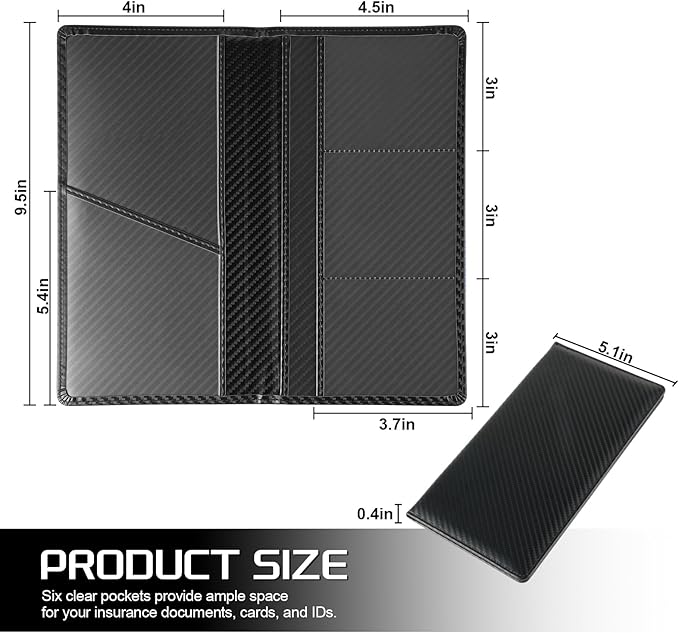 JUSTTOP 2Pack Car Registration and Insurance Holder,Car Document Holder for Cards License with Magnetic Shut,Vehicle Glove Box Car Organizer for Documents, Cards, License(Carbon Fiber Black)