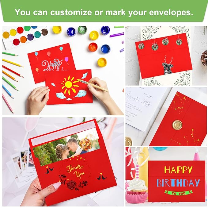 70 Packs A4 Envelope Red, 4x6 Photo Envelopes for Invitations, Envelopes Self Seal for Weddings, Baby Shower, Photos, Postcards, Greeting Cards, Mailing
