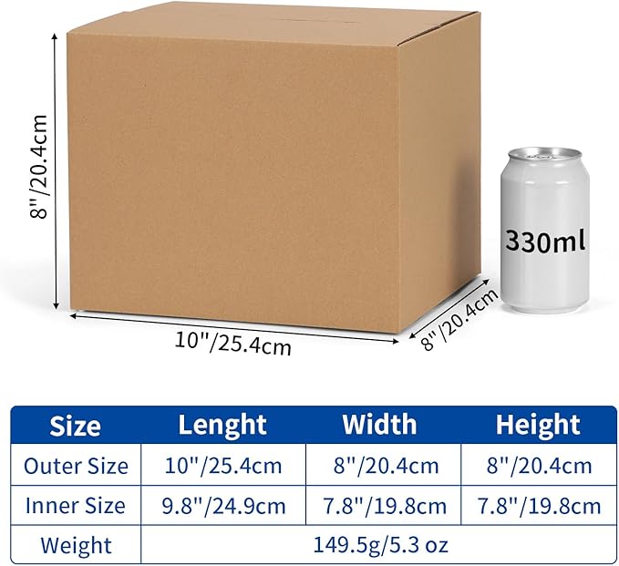 CRUGLA 10x8x8 Shipping Boxes 25 Pack, Brown Corrugated Cardboard Boxes with Side-Lock and Pre-Applied Double-Sided Tape, Easy Assemble Packing Mailer Boxes for Small Business Shipping