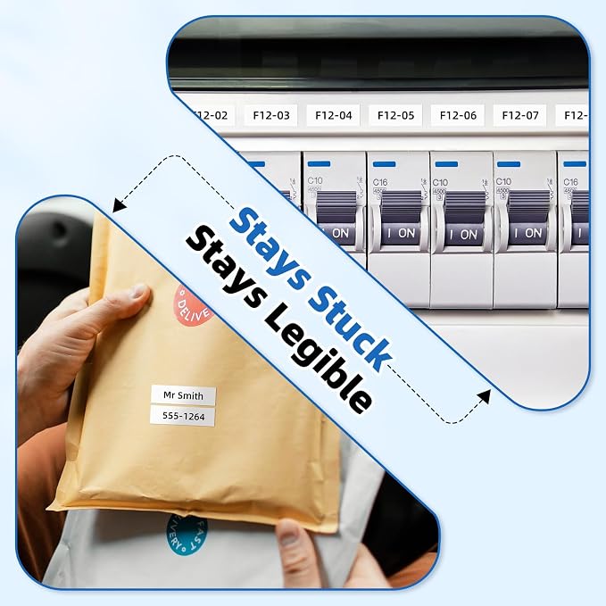 5 Pack TZe-S231 TZeS231 TZe TZ Extra Strength Tape 12mm 0.47" | Compatible with Brother P Touch Label Tape Strong Adhesive White for Ptouch PT-D210 PT-D220 PT-D400 D600 PTH110 Label Maker