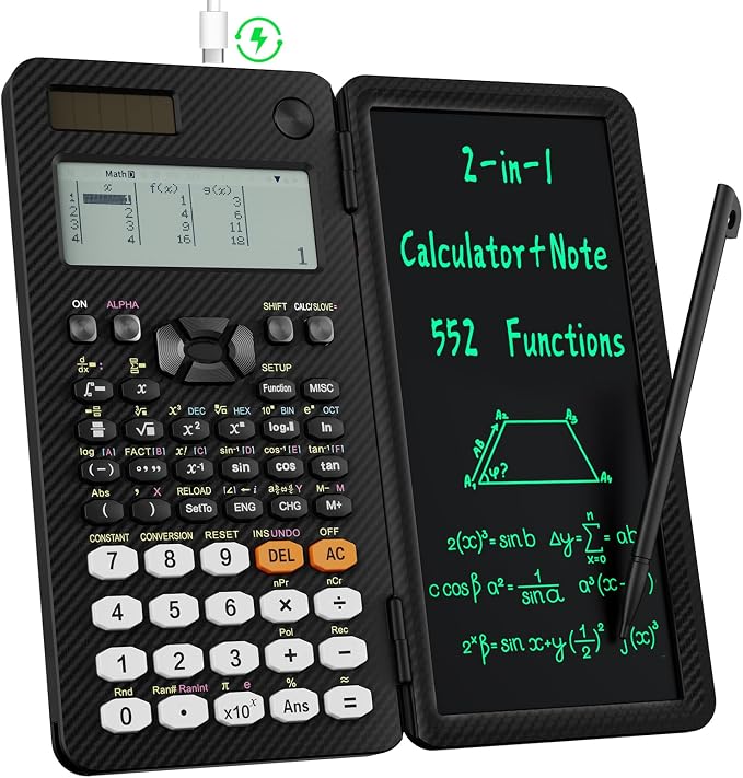 991EX Scientific Calculator 552 Functions 6-Line Display for High School | Desktop Calculator Rechargeable & Solar Power, with Erasable LCD Writing Tablet for High School College Graduate Student