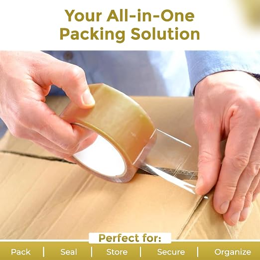 Infinite Pack Adhesive Packaging Tape, Strong Plastic, 12 Tape Rolls | 1.88 in x 54.6 yd, Water Base, Crystal Clear, Low Odor, for Shipping, Moving and Storage