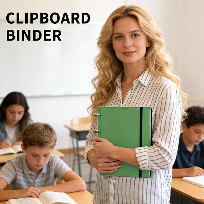 360° Pivotable 3 Ring Clipboard Binder, Foldable Binders 1 Inch Fits 8.5" x 11", Medical Nursing Foldable Clipboard Binder for Home, School, Office, Doctors- Green