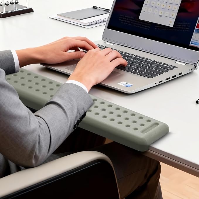 Leolee L-Shaped Desk Long Wrist Rest Elbow 60CM, Grey Arm Rest for Desk | Memory Foam, Non-Slip Base, Ergonomic Desk Edge Cushion, Wrist Support for Computer Keyboard, Typing, Office, Home