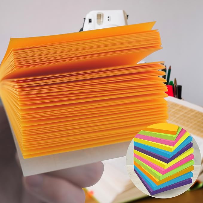 OHOME Sticky Notes - 12 Pads, 3”x3” - Colorful Self-Stick Post Notes Bulk - Office Desk Accessories | Teacher Classroom Must Haves,Aesthetic School Supplies for Home,Back to School Essential