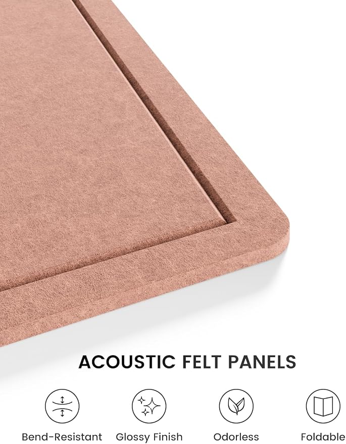 Fluxynara 35.4" x 23.6" Bulletin Board, Terracotta | Cork Board Alternative with 12 Removable Adhesive Tabs, Foldable Felt Pin Board for Home, Office, Classroom & Dorm