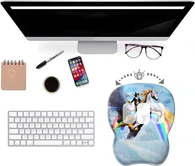 Funny Cat Gel Wrist Support Mousepad | Ergonomic Computer Mouse Pad - Comfortable Wrist Rest with Non-Slip PU Base | Gaming Mousepad for Laptop