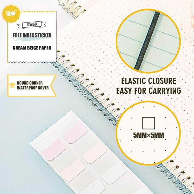 OWSC 3 Pack Dotted Spiral Notebook, Hardcover Notebooks for Work A4 Dot | 5.9 x 8.3 IN Notebooks College Ruled for Note Taking, School and Journal with 80 Sheets/160 Pages 110 GSM Thick Papers