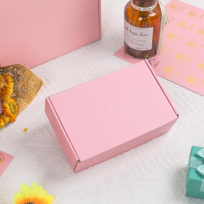 9"x6"x4" Pink Shipping Boxes, 30 Pack Corrugated Packaging Mailer Box, Gradients Shipping Packaging Boxes for Small Business, Recyclable Cardboard Literature Gift Box