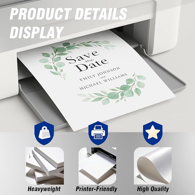 Veritas White Cardstock 8.5 x 11”, 110LB Index/199GSM Heavyweight Card Stock, 100 Sheets, Thick Cardstock Printer Paper for Copy, Printing, Art Projects, Invitations, Made In USA