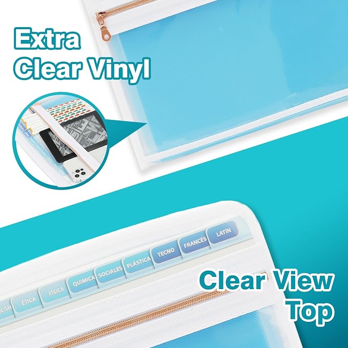 H4D 13 Pocket Expanding File Folder Organizer, Blue, 8.5-x-11-inch | Zippered, Front Clear Pouch, Letter Size Paper, A4 Paper, Fit for Documents