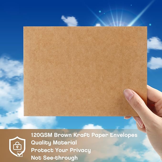 Fainne 600 Pack Kraft Envelopes for Invitation, 120 GSM,A6, 4.75 X 6.50 in | Brown Envelopes for Invitation, 120 GSM Gift Card for Office, Wedding, Gift, Party, Baby Shower, Mailings