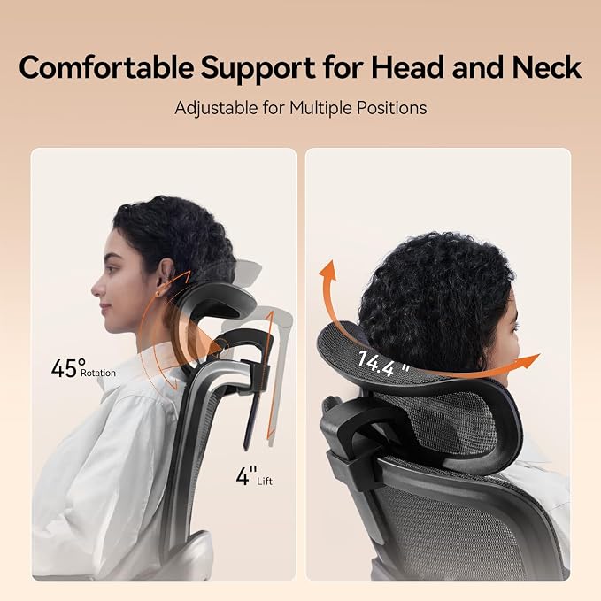 SIHOO B100 Mesh Office Chair, Comfy Ergonomic Office Chair | Mesh Office Chair with Adaptive Lumbar Support, Desk Chair with Wide Headrest, 300 LBS Black