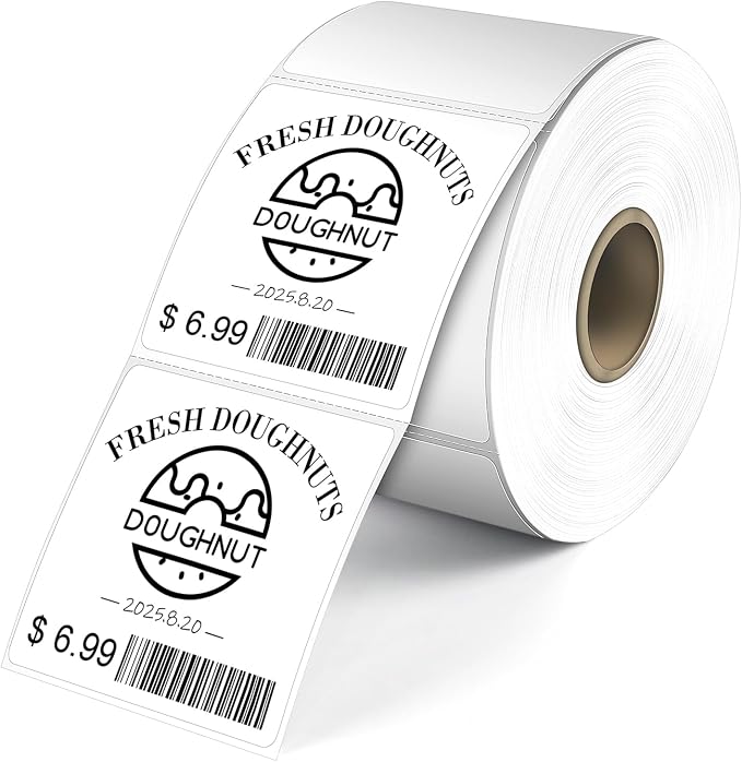 L LIKED 750 Direct Square Thermal Labels 2" x 2", QR Code&Barcode Stickers | BPA Free, Block Old Information, Permanent Adhesive, Perforated, Compatible with Rollo, Zebra and Other Desktop Printers