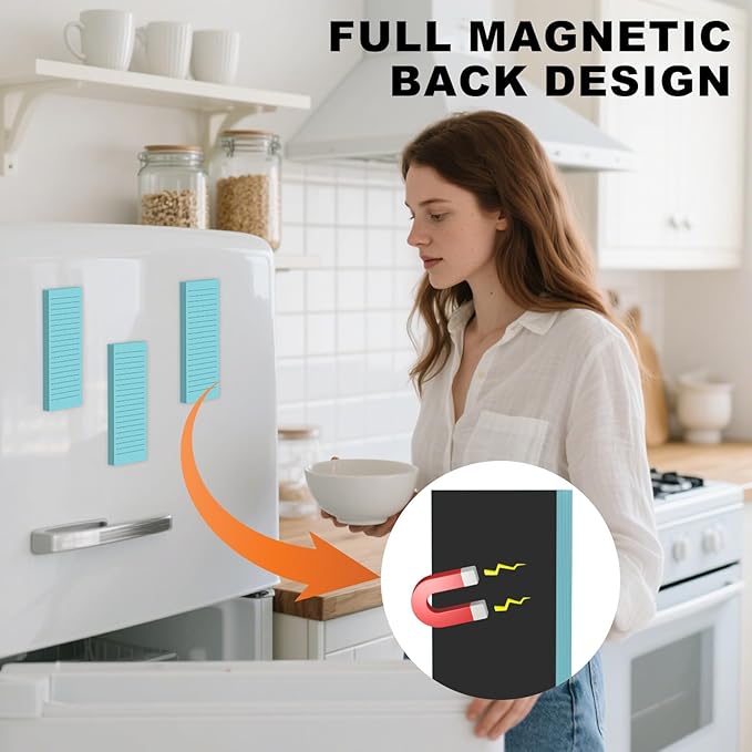 Magnetic Notepads Note Pads for Fridge with Full Magnet Back, 180 Sheets Blue Lined Refrigerator Notepad, 30 Sheets Per Pad for Grocery List, Shopping List, Office, Home, To-Do Lists & Memos
