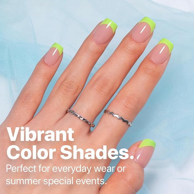 SXC Cosmetics X-Pro Tips French Tip Press On Nails - Bright Pastel Glow in the Dark Series (GLOW113-XS Square)