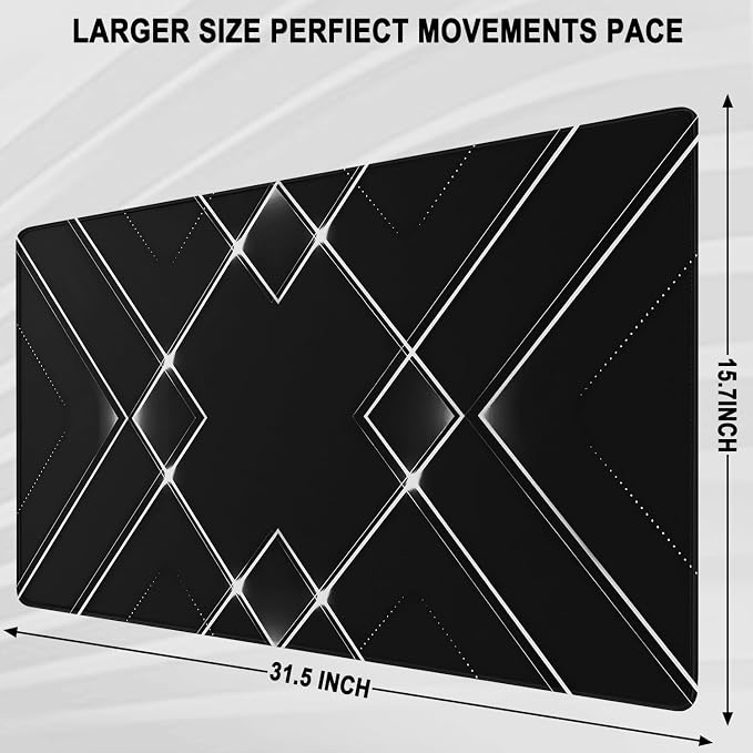 Mouse Pad, Large Extended Gaming Mousepad XXL Waterproof Computer Keyboard DeskPad with Non-Slip Rubber Base, Stitched Edge, Big Long Mat for Gamer, Office, Home, 31.5" x 15.7", Black White