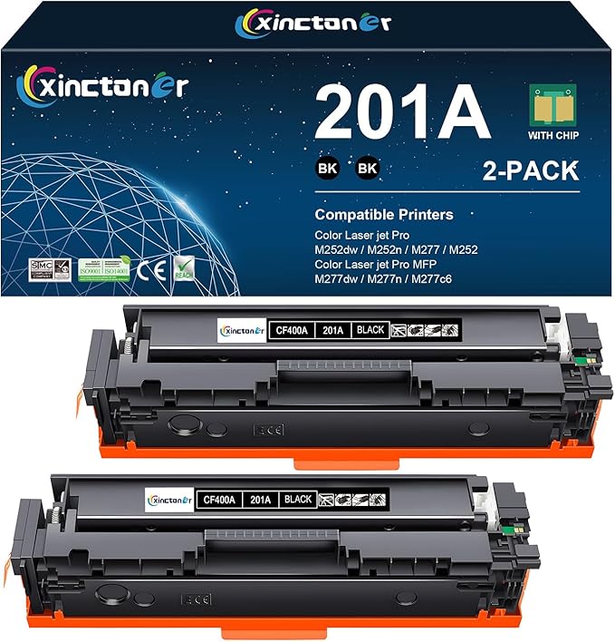 201A Black Toner Cartridge Compatible Replacement for HP 201A CF400A Toner for Color Laser Jet Pro MFP M277dw M252dw M277c6 M277n M277 M252n Printer Ink (2 Pack)