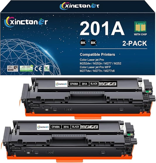 201A Black Toner Cartridge Compatible Replacement for HP 201A CF400A Toner for Color Laser Jet Pro MFP M277dw M252dw M277c6 M277n M277 M252n Printer Ink (2 Pack)