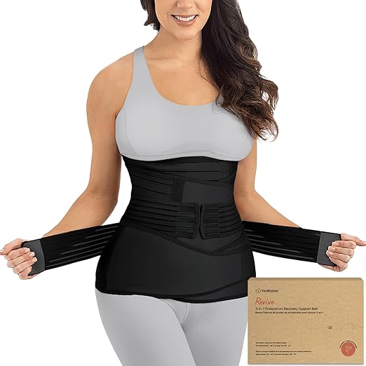 3 in 1 Postpartum Belly Support Recovery Wrap – Postpartum Belly Band, After Birth Brace, Slimming Girdles, Body Shaper Waist Shapewear, Post Surgery Pregnancy Belly Support Band(Midnight Black, 2XL)