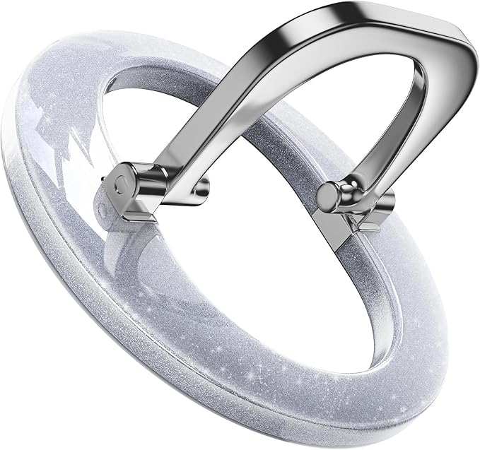 SUPERONE for MagSafe Phone Grip, Adjustable Magnetic Phone Ring Holder | Removable Phone Finger Ring Kickstand，Mag Safe Accessories Only for iPhone 17 - 12 Series, Mag Safe Case - Glitter Silver