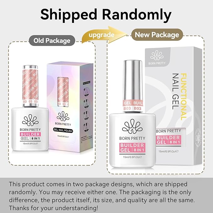 BORN PRETTY Builder Gel for Nails, 8-in-1 Extension Gel Strengthener Gel Hard Builder Nail Gel Base Top Gel, Pink Gel Builder Rhinestone Nail Glue Gel in A Bottle Nails 15ML