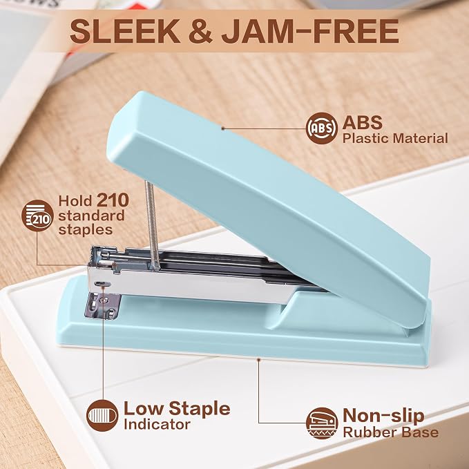 Deli Stapler, 12 Pack Staplers, 2000 Staples and 12 Staple Removers, Blue | Staplers for Desk, 25 Sheet Capacity