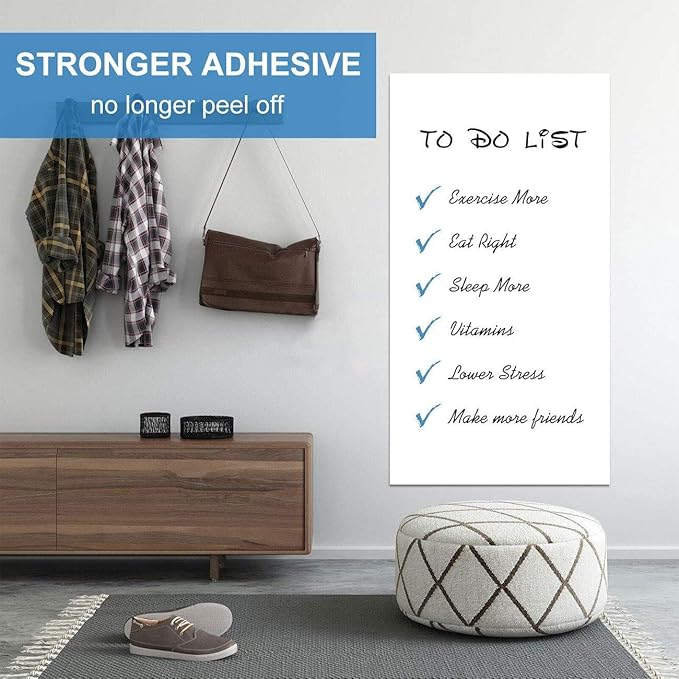 AFMAT White Board Wallpaper, Whiteboard Roll, Stick on White Boards for Wall, 1.5x11ft Peel and Stick Dry Erase Roll, Stain-Proof, Super Sticky Whiteboard Sticker for Wall/Table/Door, 2 Rolls PP06