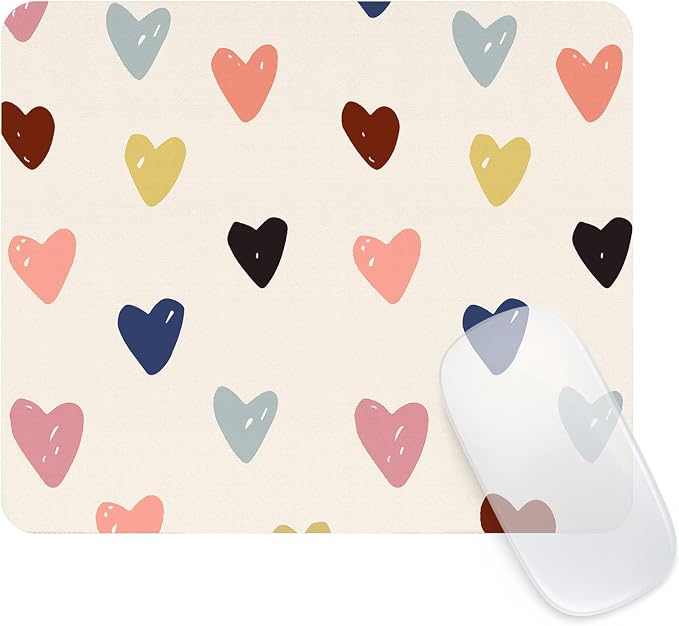 Seorsok Square Mouse Pad Cute Colourful Heart,Office Home Personalized Premium-Textured Mouse Mat Design,Waterproof Mousepad,Non-Slip Rubber Base Computer Mouse Pads for Wireless Mouse