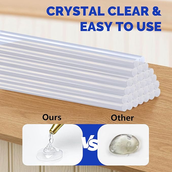 SUNFATT Hot Glue Sticks Full Size,(50 Pcs) 11.8" x 0.43" Large Hot Glue Sticks Perfect for Hot Glue Gun,Easily Create and Bond Crafts on Wood,Plastic,Glass,Flowers,Fabrics,Foam,Jewellery.