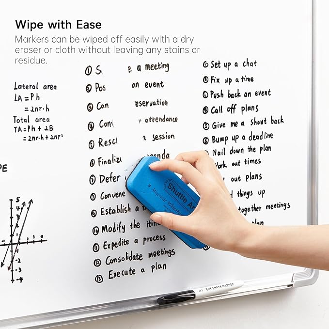 100 Bulk Pack Black Whiteboard Markers with 3 Erasers, Fine Point Dry Erase Markers Perfect For Writing on Dry-Erase Boards, Glass for School Office Home