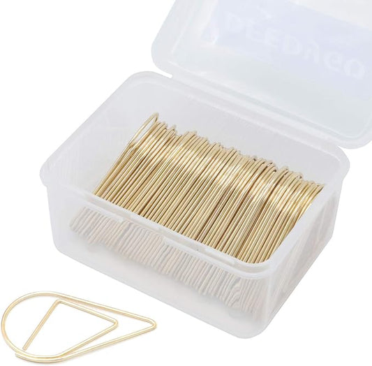 60 Pieces Gold Paper Clips Drop-shaped Large Stainless Steel Teardrop Paper Clips with Holders Box for Office School Supplies Wedding Invitations Bookmarks Women Planners (2 inch/50 mm) by DEEDYGO