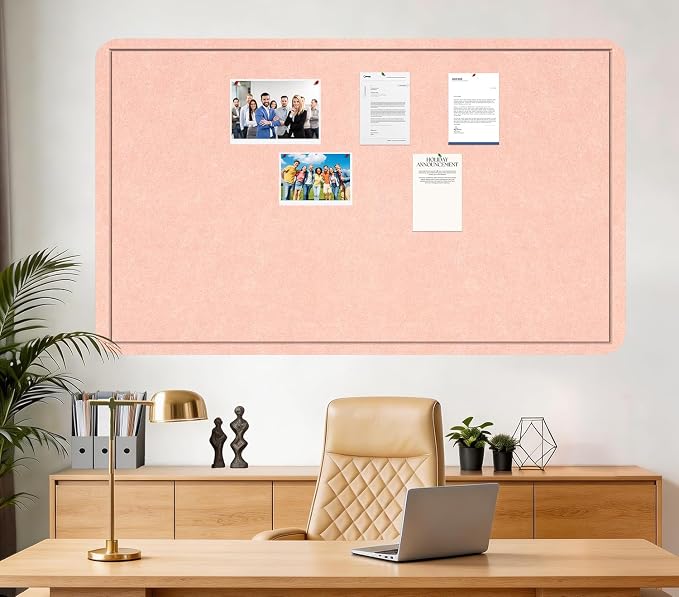 Large Bulletin Board 72" x 48" Felt Cork Board - Decor Pin Board, Pink | Cork Board Alternative for Wall, Foldable Self-Adhesive Vision Board Prayer Board with Pushpins for Home Office Classroom