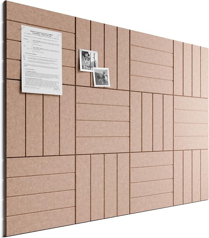 Bumusty 48"x 36" Large Felt Bulletin Board Tiles, Terracotta | 12-Pack Cork Board Alternative, Wall Decor, 30 Pushpins, 60 Adhesive Tabs, Vision Board, Office, Classroom, Home, Dorm