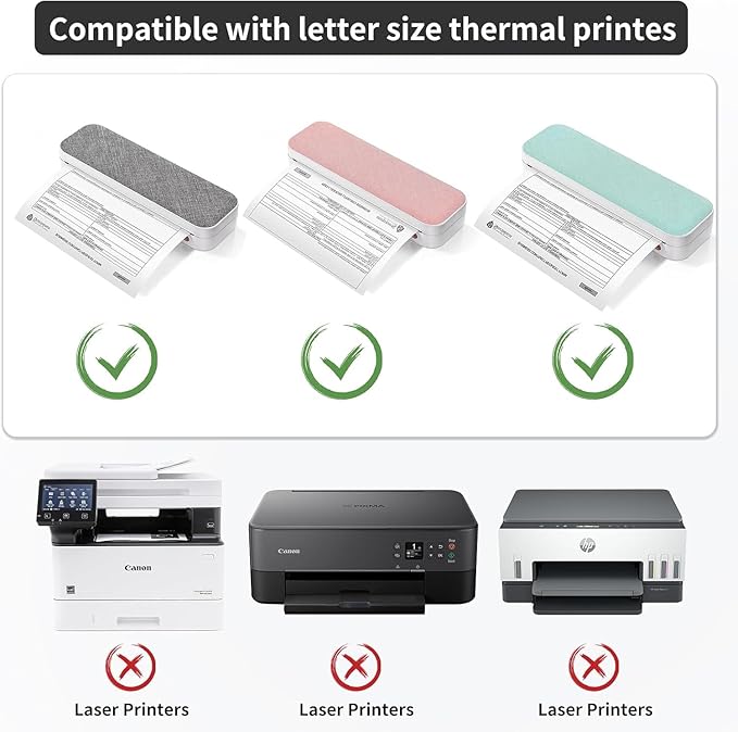 9527 Product 8.5 x 11 Inch Thermal Printer Paper White US Letter Size Thermal Paper with Perforated Line,Folded Continuous printing,Compatible with A4 Portable Thermal Printer (200 Sheets)