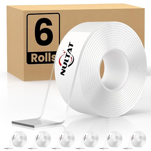 Double Sided Tape Heavy Duty, 60 Feet Nano Double Sided Adhesive Tape | Strong Clear Mounting Stick Tape Adhesive Strips High Temperature Tape Removable, Washable, ReusableTapes for Wall