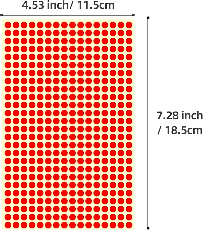 6240 PCS Small Dot Stickers 1/4" Round Circle Stickers Tiny Red Color Coding Labels Mini Sticker Strong Adhesion for Office, Home, Classroom (Red, 1/4" (6 mm))