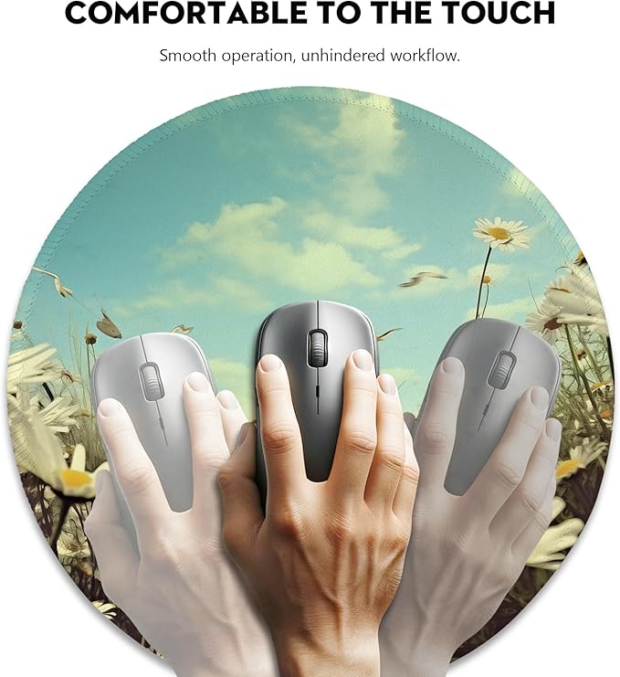 Serenity in Spring Daisies Mouse Pad - A Breath of Fresh Air for Your Desk, Stitched Edges Non-Slip Rubber Base Mouse Pads for Computers Laptop