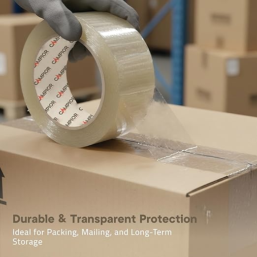 12 Rolls Clear Packing Tape 2 Inch Wide – Strong Adhesion & Durable 1.7 Mil Thickness Clear Packing Tape for Moving, Shipping & Storage – Smooth Unwinding Packaging Tape Refill, 60 Yards Per Roll
