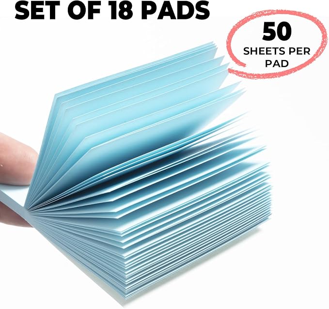 M&G 18 Pads Sticky Notes 3x3 Inch, Self Sticky Notes 9 Soft Pastel Colors, Easy to Stick Self-Stick Note Pads, Office and School Supplies for Home, Desk, and Notebook Use, 50 Sheets/Pad