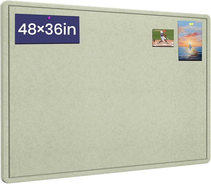 Large Cork Bulletin Board 48" x 36", Felt Pin Board, Sage Green | Cork Board Alternative for Wall, Foldable Self-Adhesive Vision Board Prayer Board with Pushpin for Classroom, Office & Home