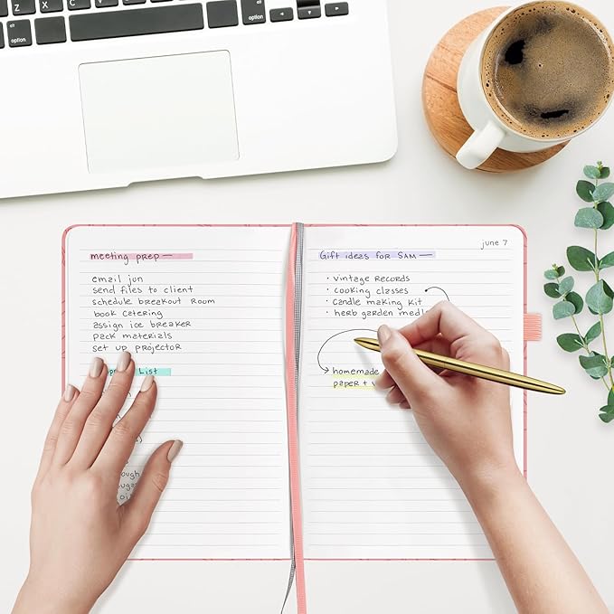 &And Per Se Lined Hardcover Notebook – A5 5.7"x8" College Ruled, 160 Pages, 100gsm Thick Paper – Aesthetic Journal for Women, Gift-Ready Planner, Everyday Writing Notebook (Peach Pink)