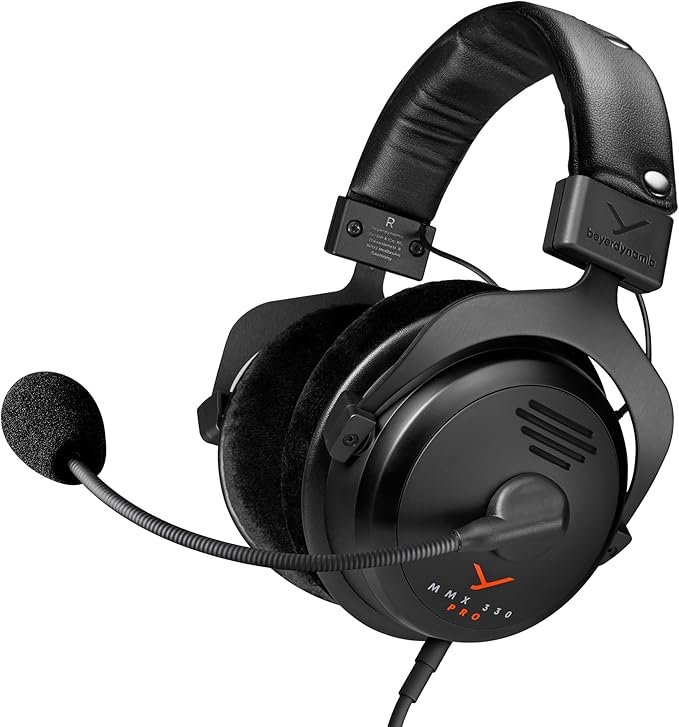 beyerdynamic MMX 330 Pro Open-Back Gaming Headset with Stellar.45 Driver and Condenser Microphone, Wired Gaming Headphone Suitable for PC, Gaming Console, PS, Switch. Handmade in Germany, Black