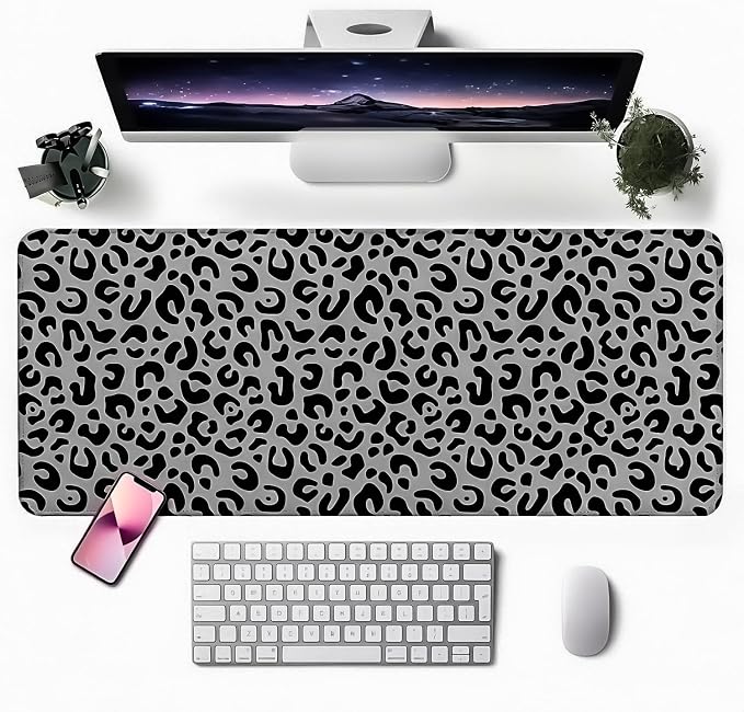 Mouse Pad, Desk Mat, 31.5x11.8in Large Mousepad, Leopard Print | Desk Pad with Stitched Edge & Rubber Non-Slip Bottom, Gaming Mouse Pad, Extended Mousepad for Home, Office
