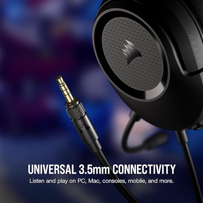 Corsair HS35 v2 Multiplatform Wired Gaming Headset – Flexible Omni-Directional Microphone – Universal 3.5mm Connection – PC, Mac, PS5, PS4, Xbox, Nintendo Switch, Mobile – Carbon