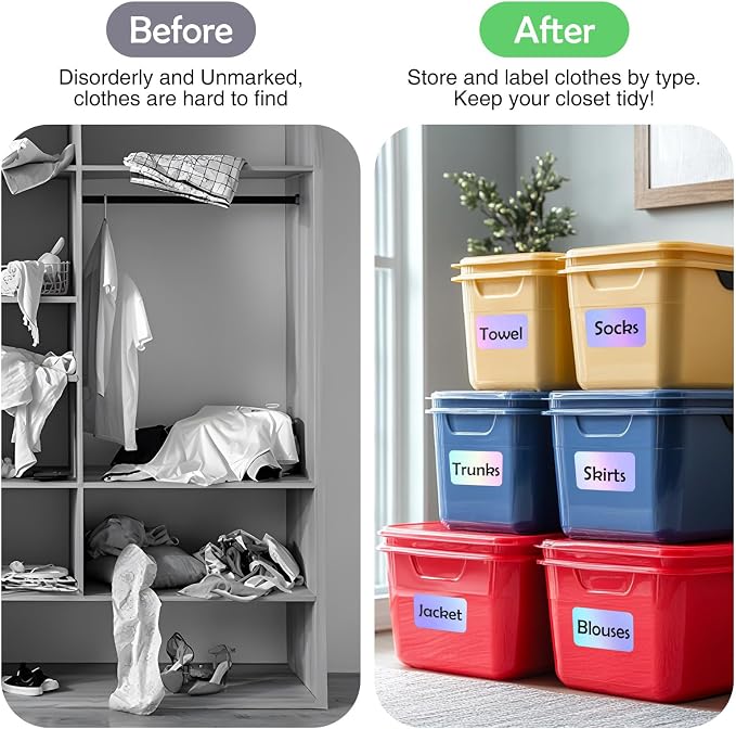 JIEHENG 100Pcs Large Laser Labels for Storage Bins,6x4 Inch Labels | Removable,Large Labels Strong Adhesive Tear Resistant No Residue for Blank Box
