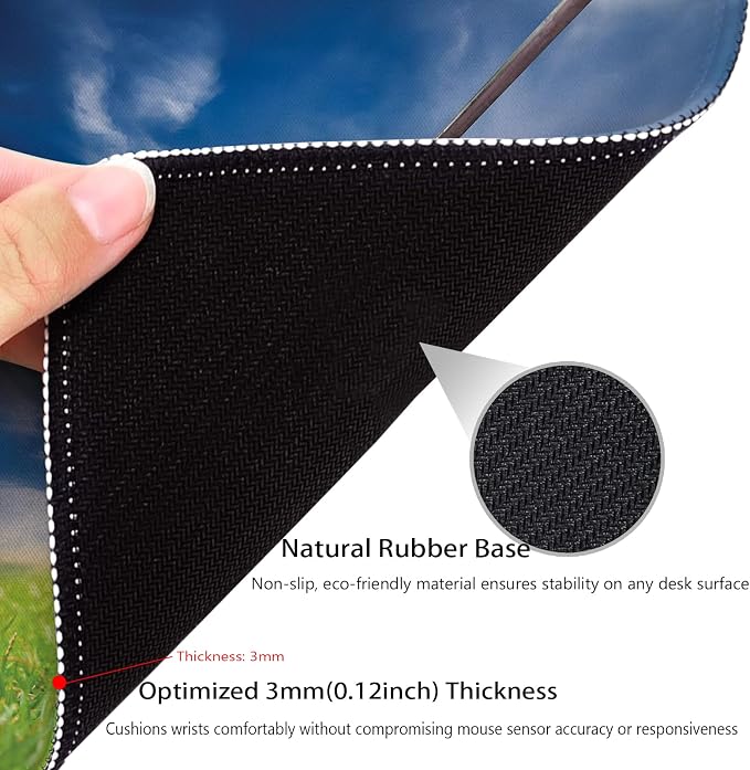 Golf Club Themed Macro Photography Print Mouse Pad, Sports Desk Mat | Golf of Lofter and Ball on Tee, Cute Mousepad Stitched, Anti-Slip Base Smooth Surface, 9.5 x 7.9 Inches
