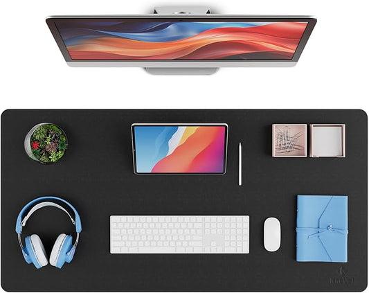 K KNODEL Large Desk Protector Mat and Pad for Office (Black, 15.7" x 31.5") | Waterproof Desk Mat, Desk Pads and Blotters, Desktop Mat, Desk Protector and Cover, Office Computer, Laptop and Keyboard Mat